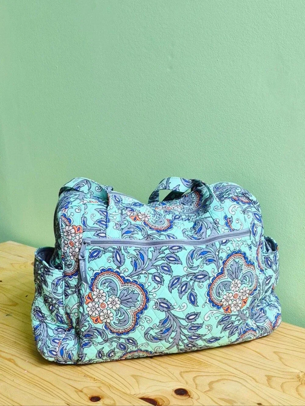 Vera Bradley Quilted Paisley Baby Bag in Aqua and Purple
